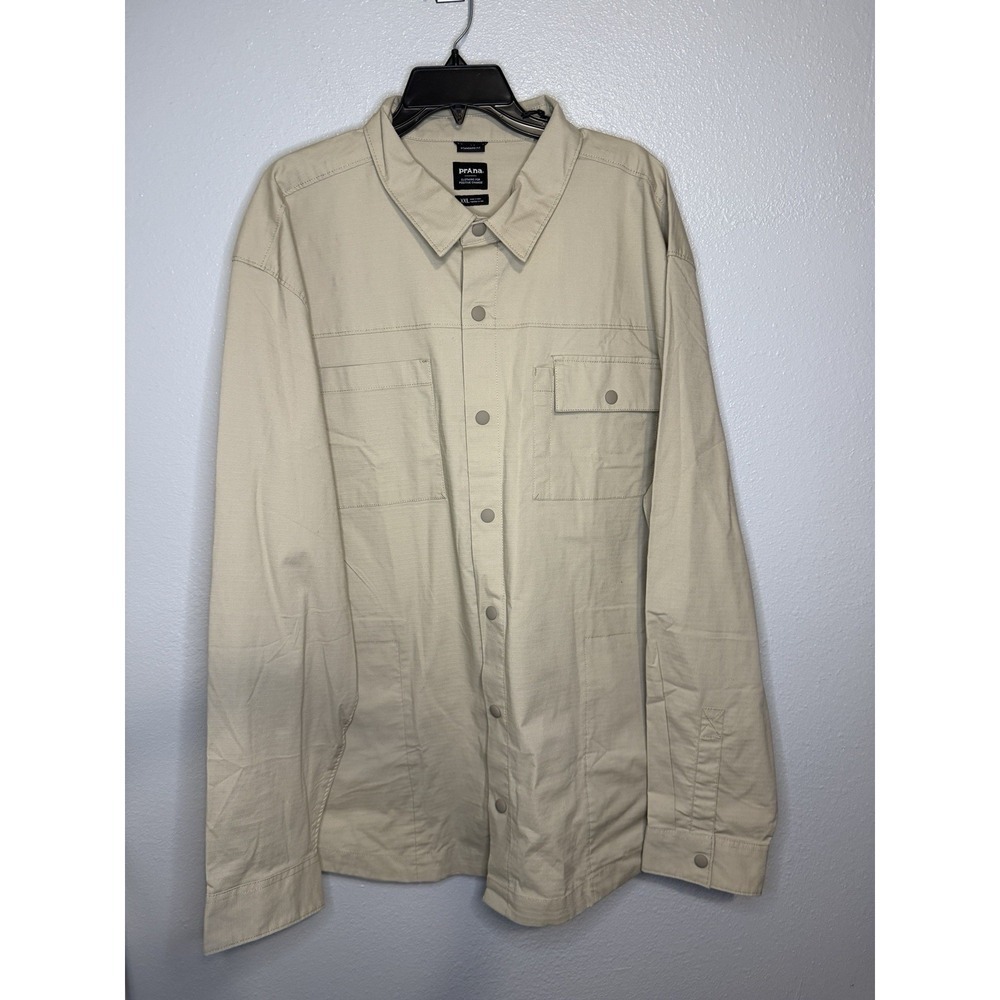 Prana NWT men's Palisades ripstop long‎ sleeve snap tan field shirt size XXL